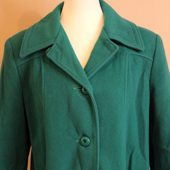 VTG Mackintosh Pea Coat Style Single Breasted Pure Wool Womens Size M teal(READ) - Picture 2 of 7